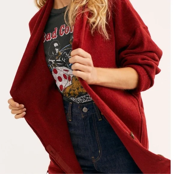 Free People Eucalyptus Cardigan — 5% Wool — Brick Red Heather - Picture 2 of 10